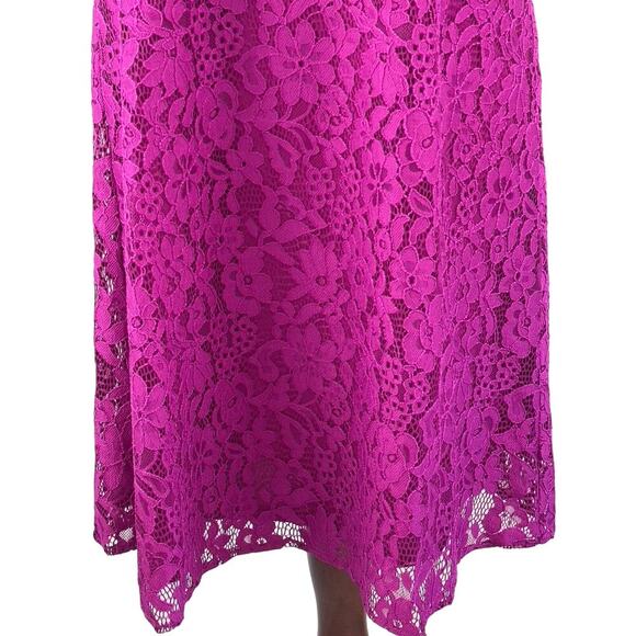 NINE WEST LACE SLEEVELESS CREWNECK SHIFT DRESS IN MAGENTA WOMEN'S SIZE 8 - Picture 10 of 16